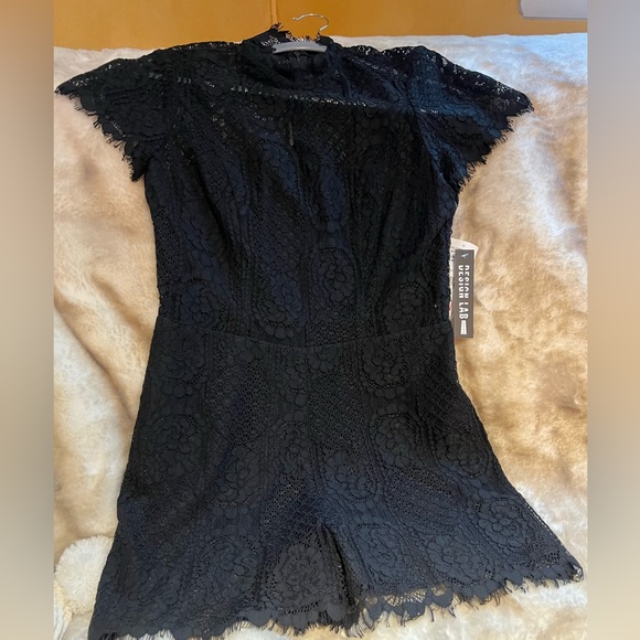 Design Lab Lord & Taylor Dresses & Skirts - Brand new Design Lab Black Lace Romper with tags.